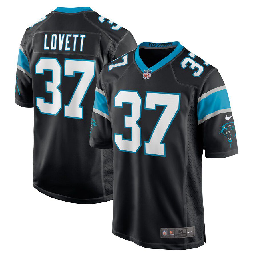Men Carolina Panthers 37 John Lovett Nike Black Game Player NFL Jersey